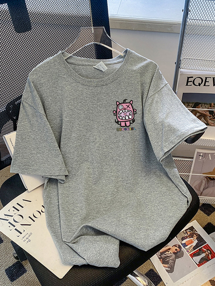 Dame T-shirt med kunstnerisk cartoon-motiv og afslappet snit Stilla