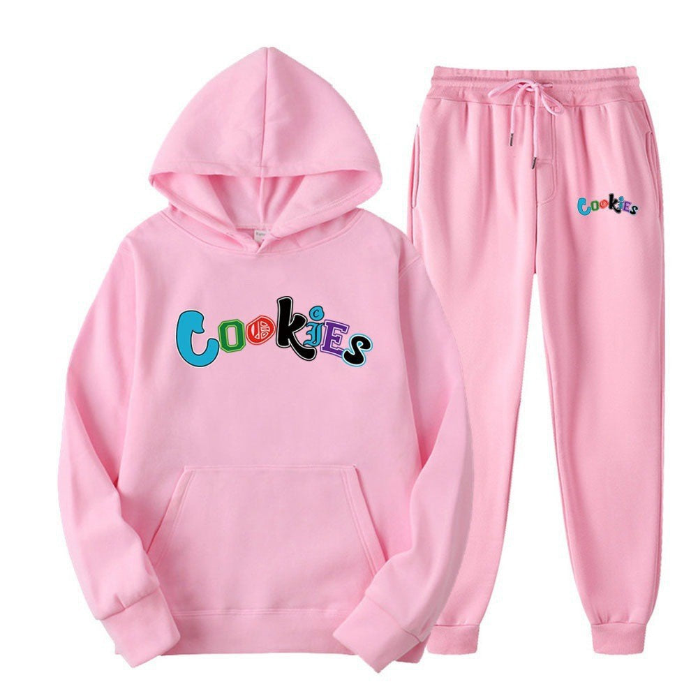 Women's Hoodie og Jogging Pants Sæt med Farverig Grafikprint Skovae