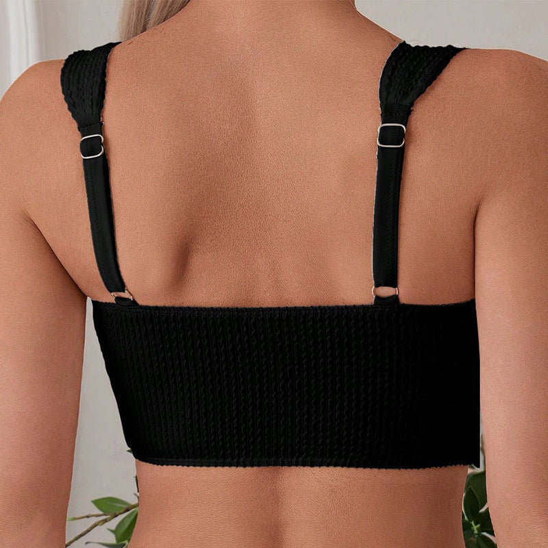Dame bikini-sæt med struktureret top og højtaljede bukser Stilla