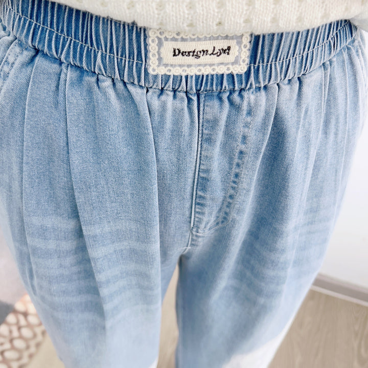 Dame Bred High-Waist Jeans med elegante folder og elastisk talje Stilla