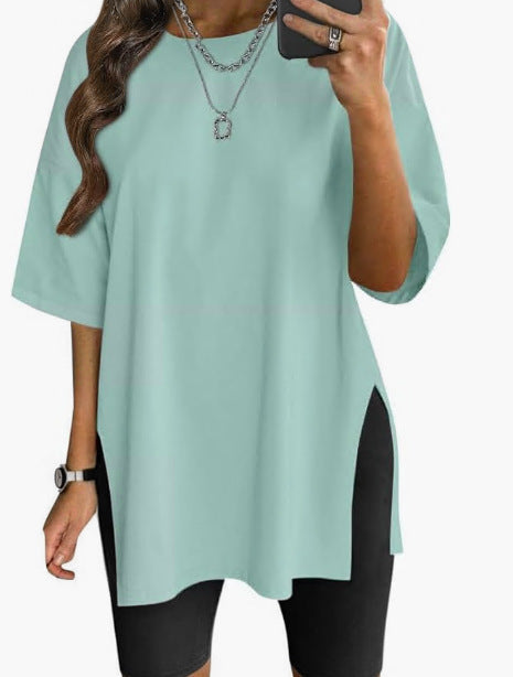 Dame Oversized T-shirt med sideslids Stilla