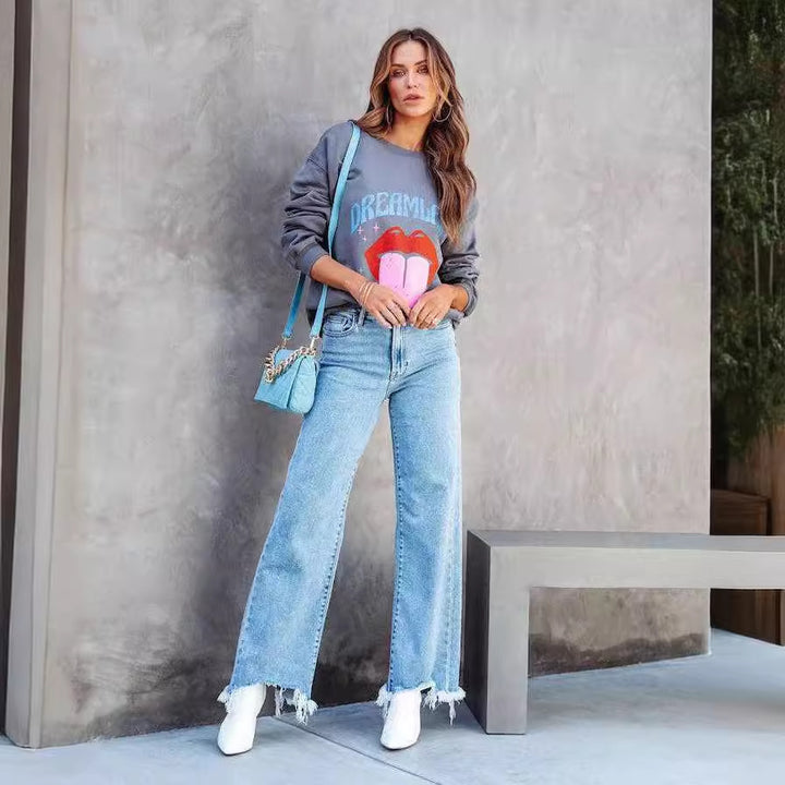 Damer Casual Oversized Pullover med Cut-Out-Ærmer Stilla
