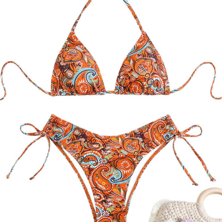 Dame Bohemian Print Trekant Bikini Sæt Stilla