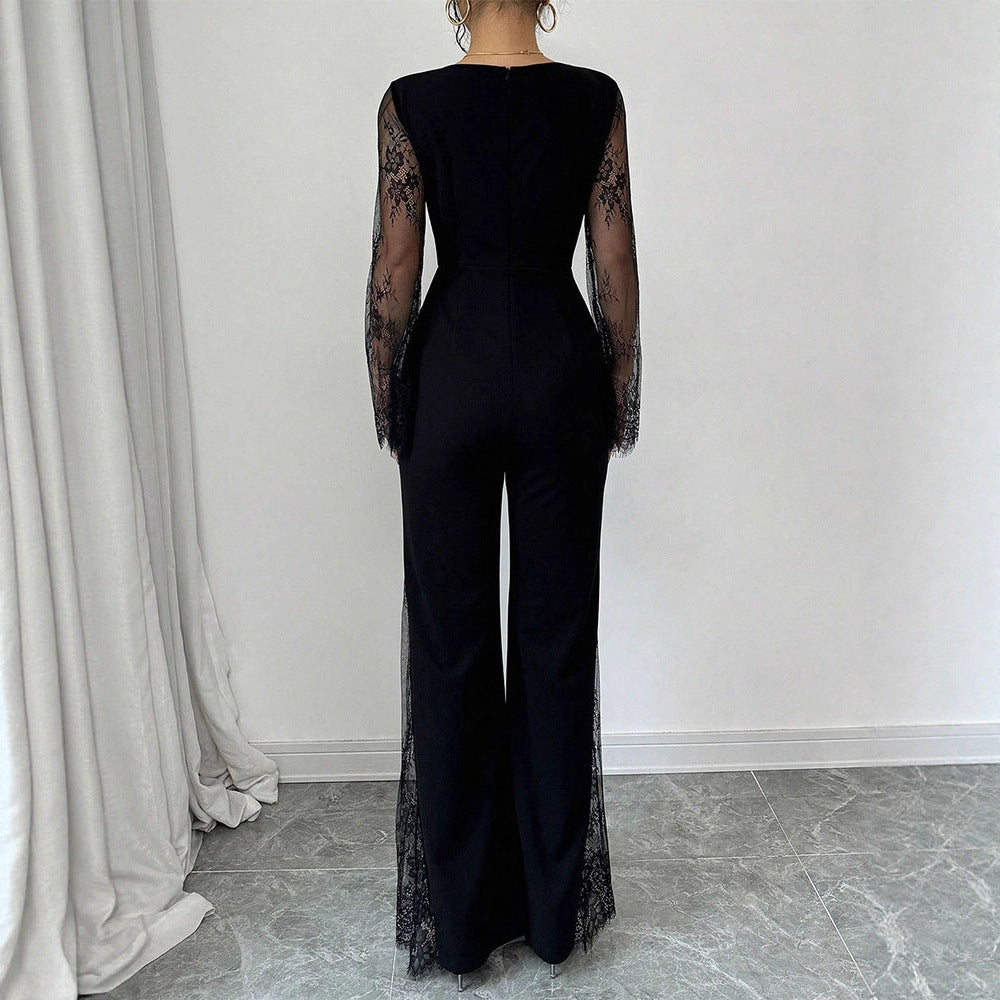 Dame Elegant jumpsuit med skinnende spids og bredt ben Skovae