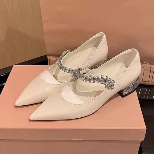 Dame Elegante Mary Jane Ballerinaer med glitrende strop Stilla