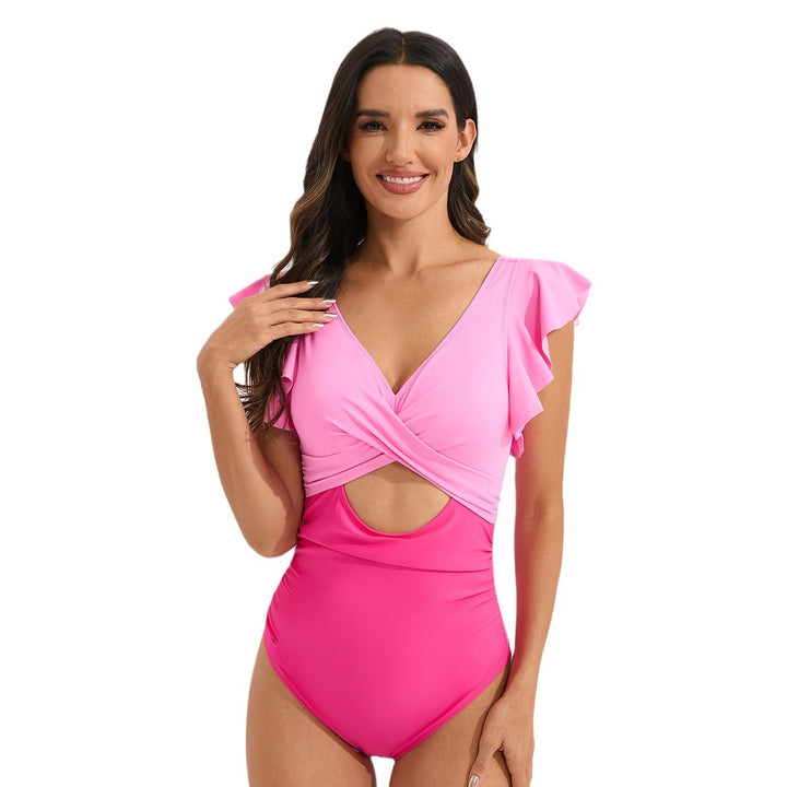 Dame Farverig Cut-Out Badedragt med Volanger Stilla