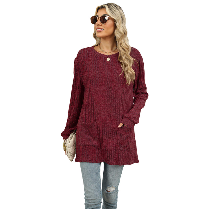 Dame Oversized Strikpullover med Sidelommer Stilla