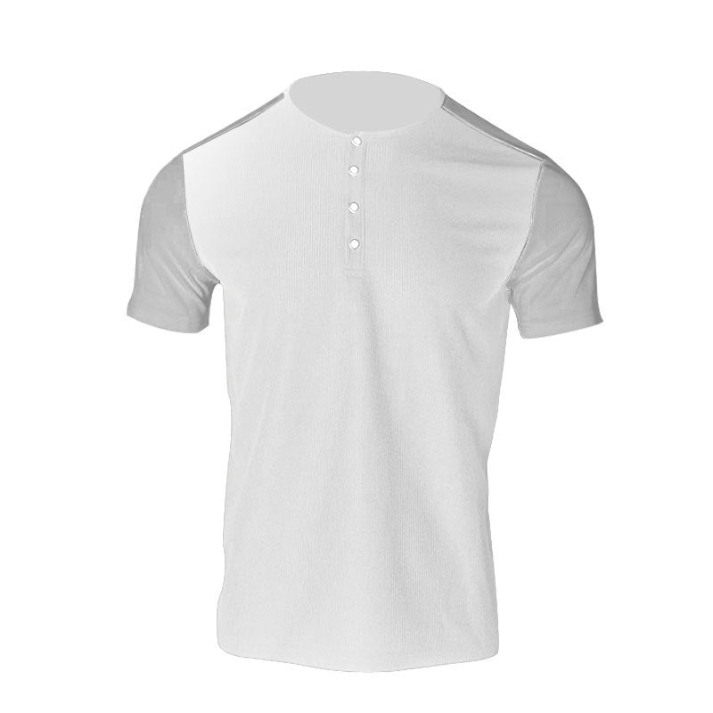 Herrer Korte Ærmer Henley Skjorte med mode Knapper Stilla