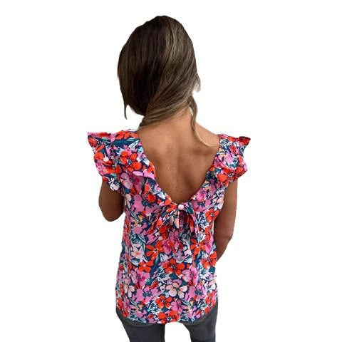 Damer Blomster Rüschensleeve Top Stilla