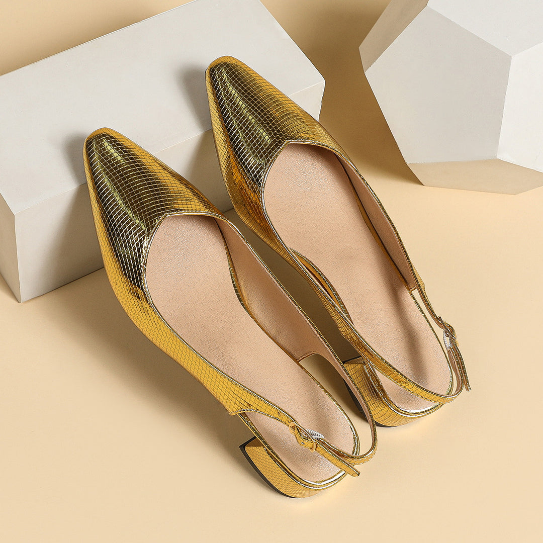Damer elegante Slingback pumps med modeskinnende overflade Stilla