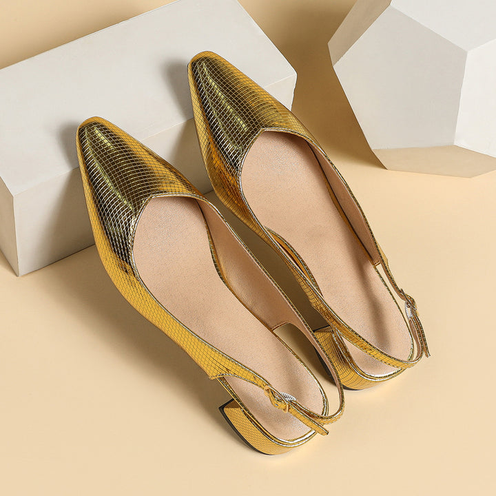 Damer elegante Slingback pumps med modeskinnende overflade Stilla