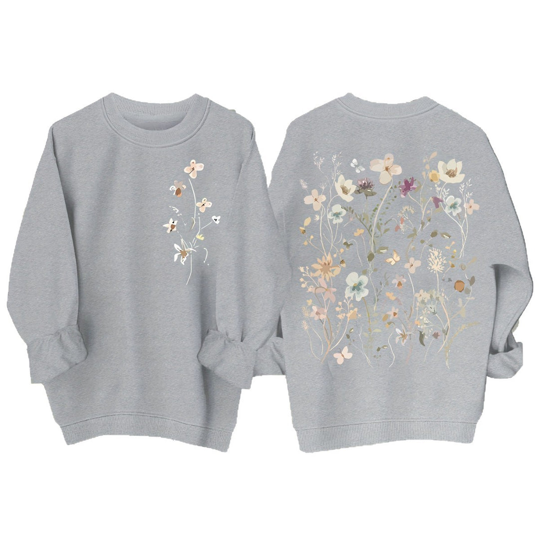 Kvinders sweatshirt med blomstermønster og blød inderside Stilla
