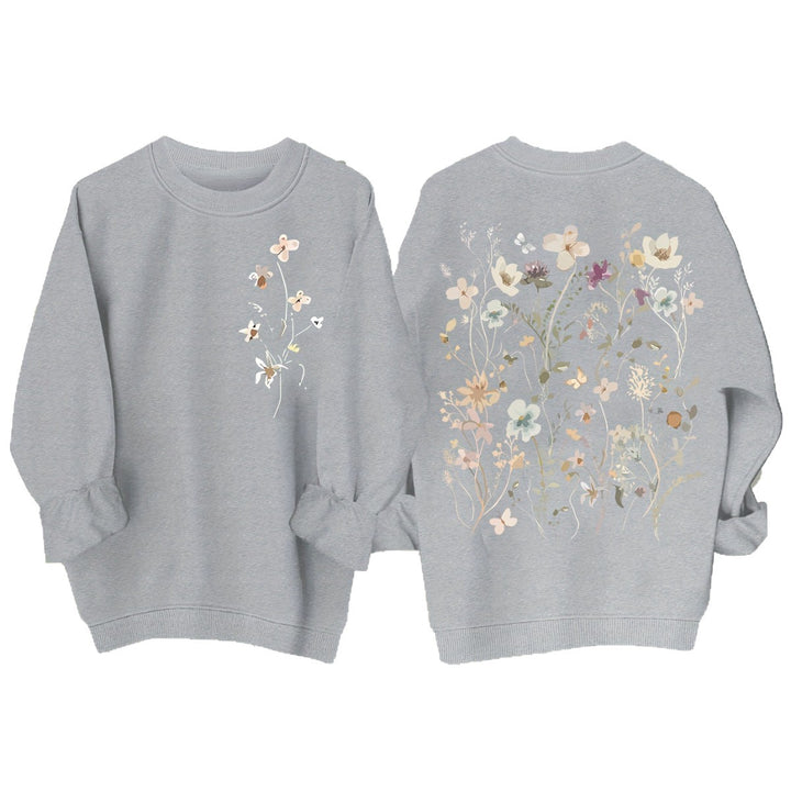 Kvinders sweatshirt med blomstermønster og blød inderside Stilla