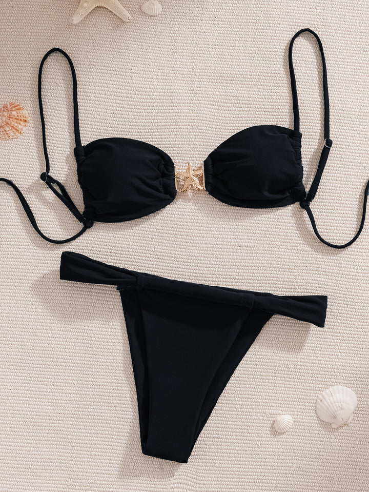 Dame Push-Up Bikinic med glamorøs guld-detalje Skovae