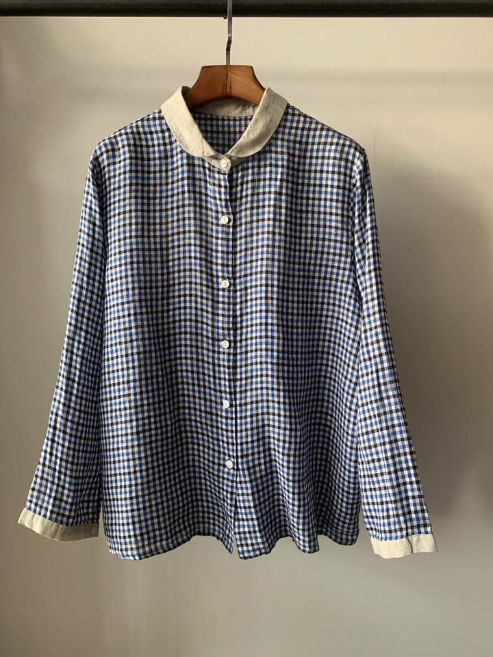 Femme Klassisk Ternet Button-Up Skjorte Stilla