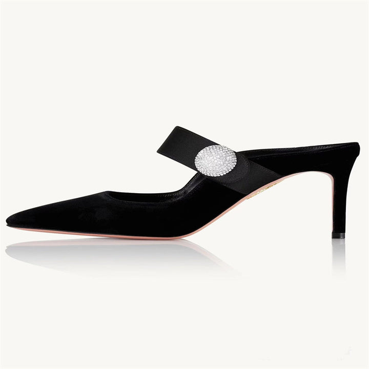 Femme Spids-Tå Slingback-Hæle med dekorativ rem Stilla