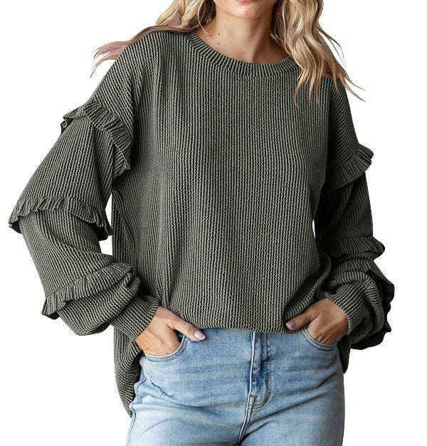 Dame sweater med flæseærmer Stilla