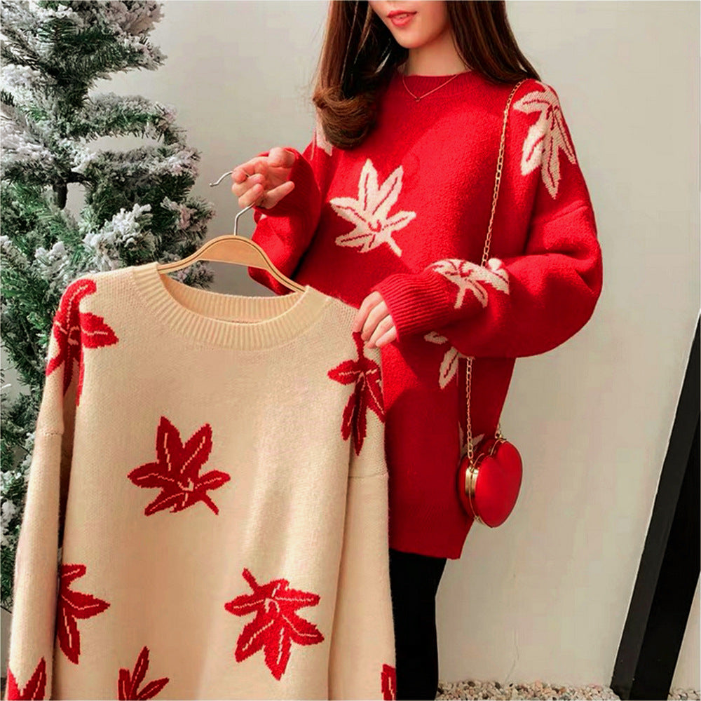 Kvindernes Oversized Sweater med Bladform Stilla