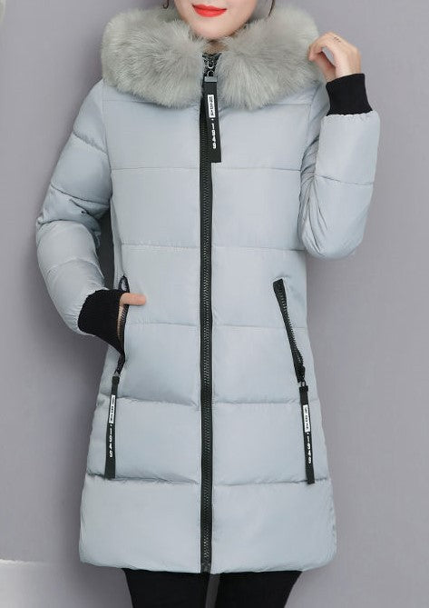 Kvinders lange ærmede quiltet jakke med aftagelig faux fur krave Stilla