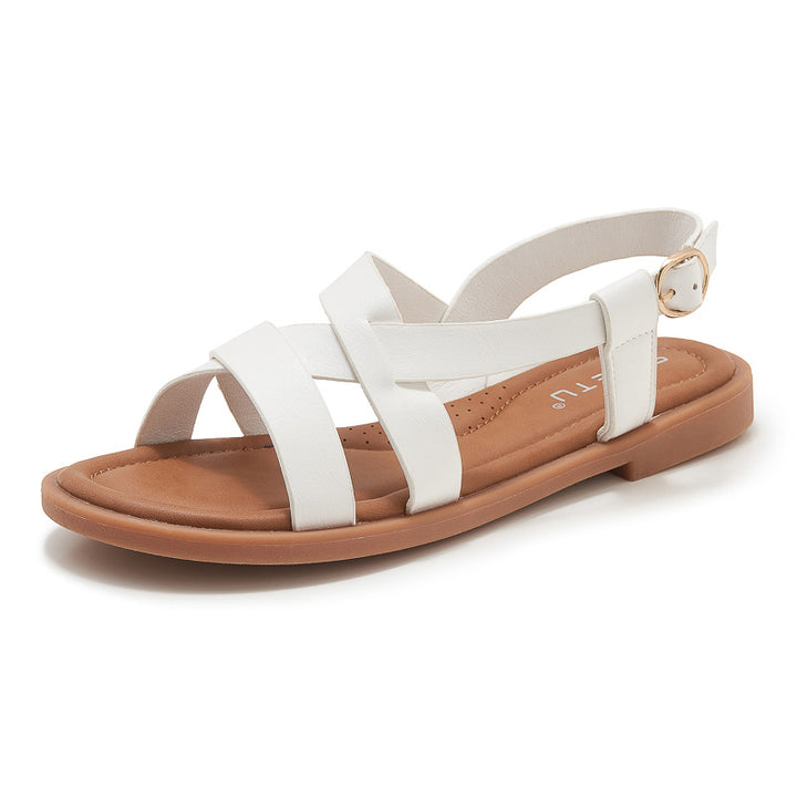 Dame sandaler med elegant krydsrem og justerbar hælrem Stilla