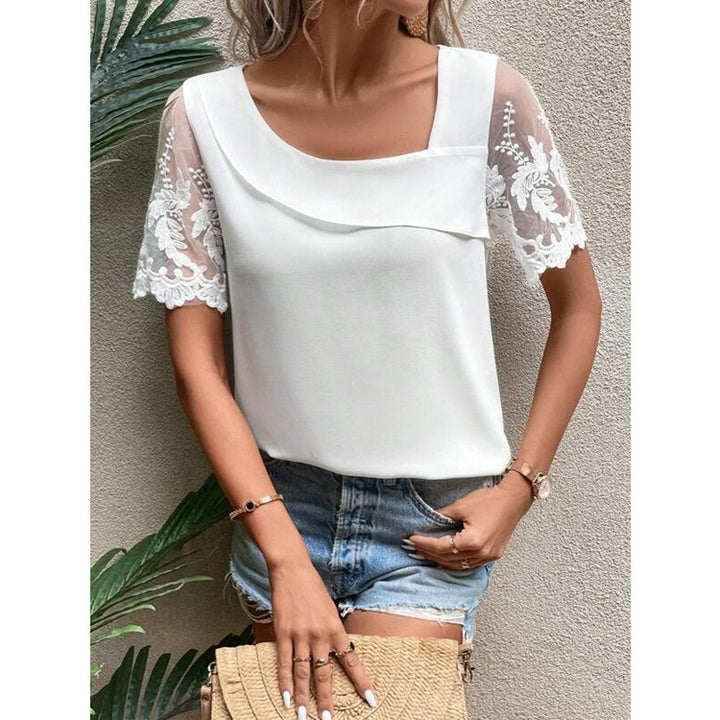 Dame Elegant Bluse med Spidsermer Stilla