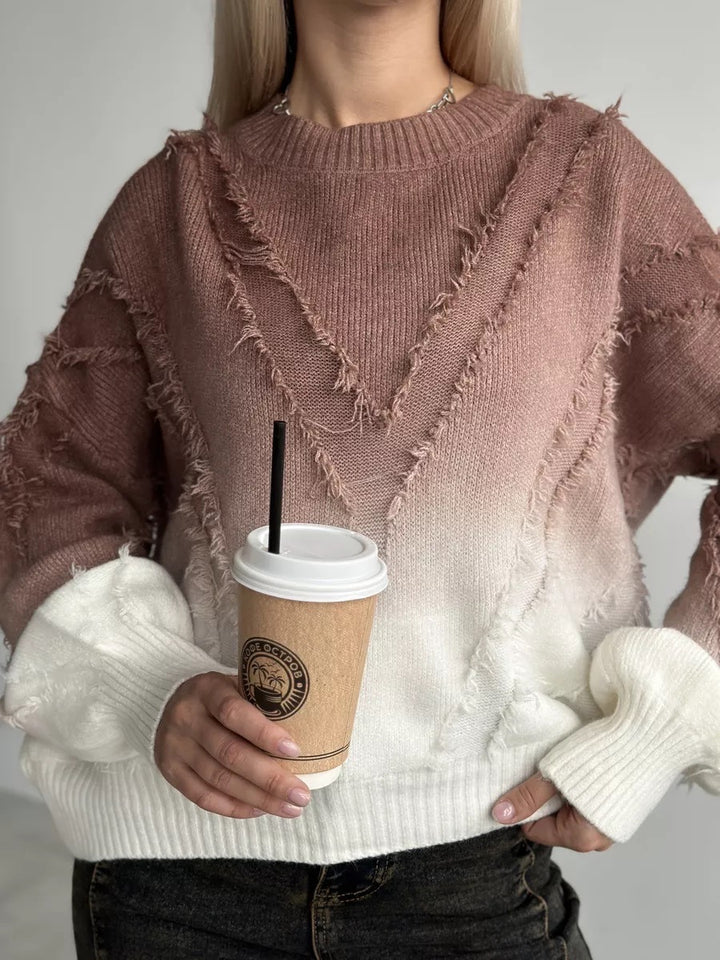 Femme Oversized Flosset Strikpullover Stilla