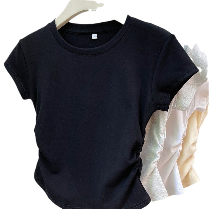 Femme Kortærmet Rynket Sider T-Shirt Stilla