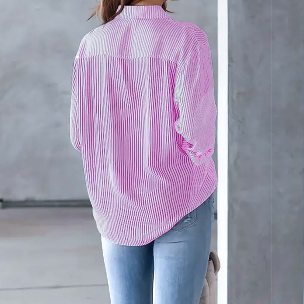 Damer Casual Stribet Bluse Top Stilla