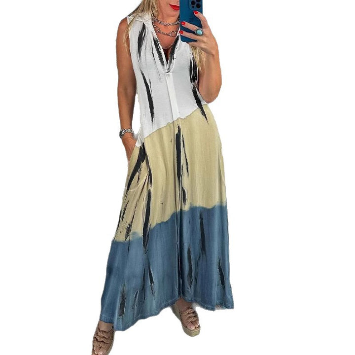 Dame Maxikjole med innovativt farveforløb og praktisk lomme-design Stilla