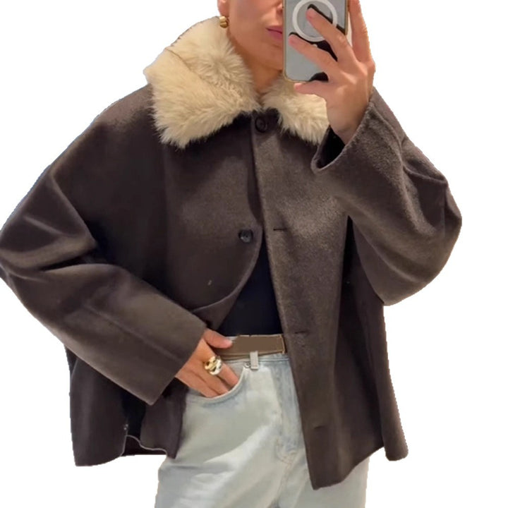 Dame elegant oversized jakke med sherpa-krave Stilla
