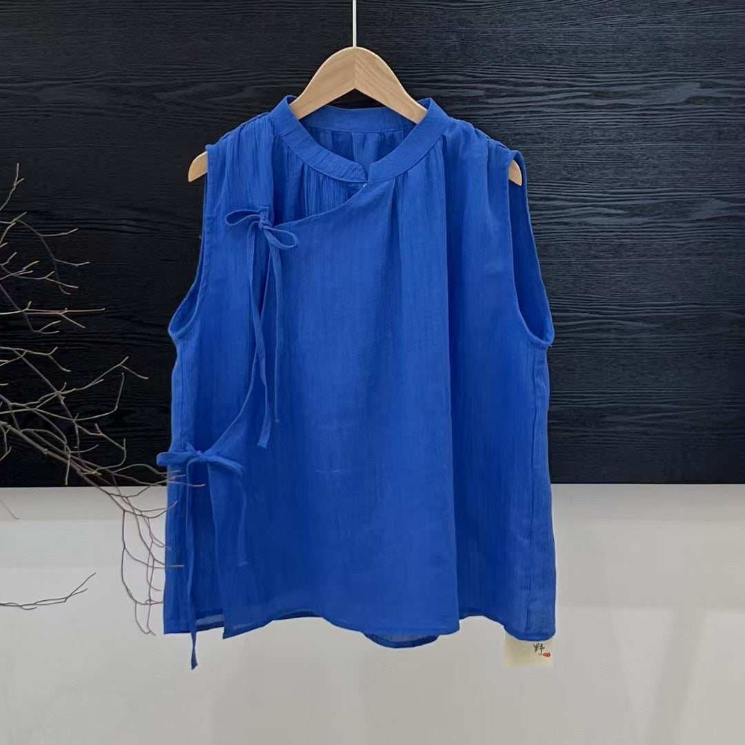 Femme Elegante Ærmeløs Linnedbluse Stilla