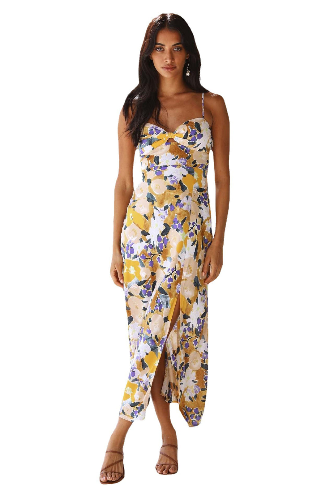 Kvinder Elegant Floral Maxi Kjole med Sideslids Stilla