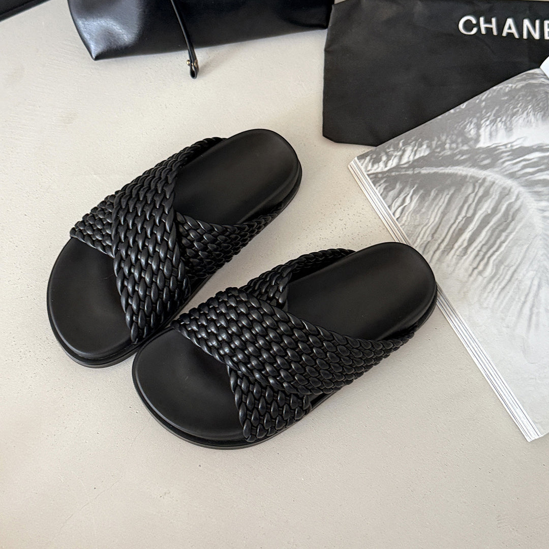 Femme Krydset Vevet Slide Sandaler Stilla