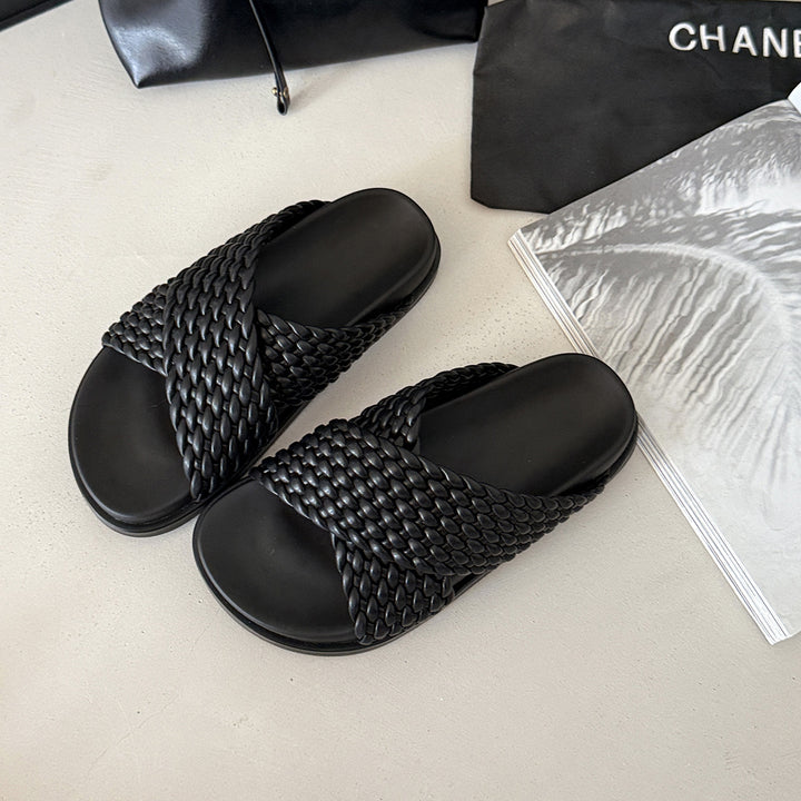 Femme Krydset Vevet Slide Sandaler Stilla