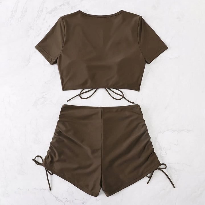 Dame Crop-Top Bikini-Sæt med justerbare Rüschen Skovae