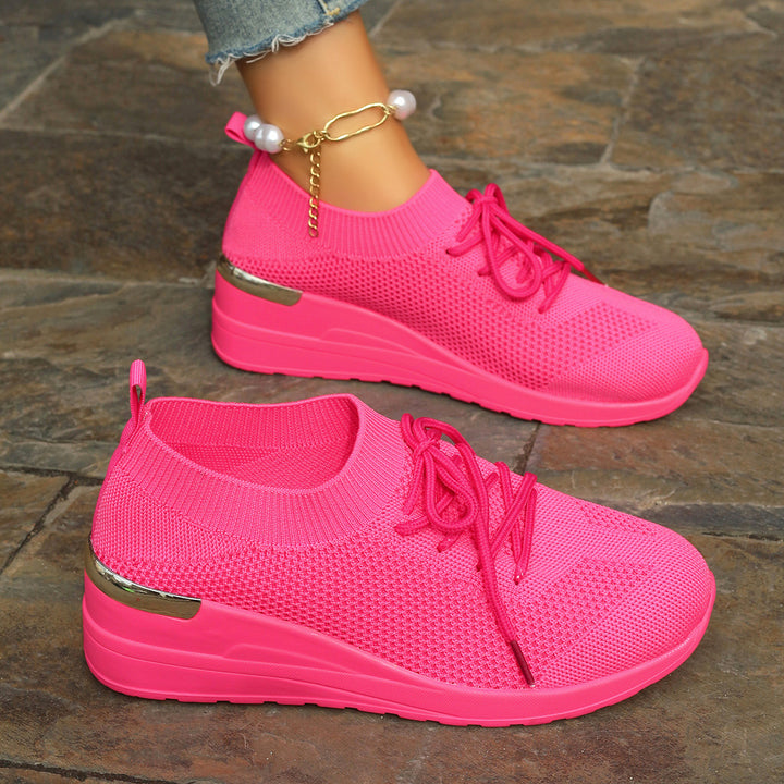 Dame Sneakers med behagelig strik-look og sporty plateau Stilla