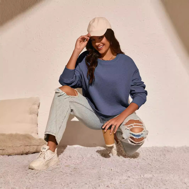 Damer afslappet sweatshirt med struktureret overflade og moderne snit Stilla