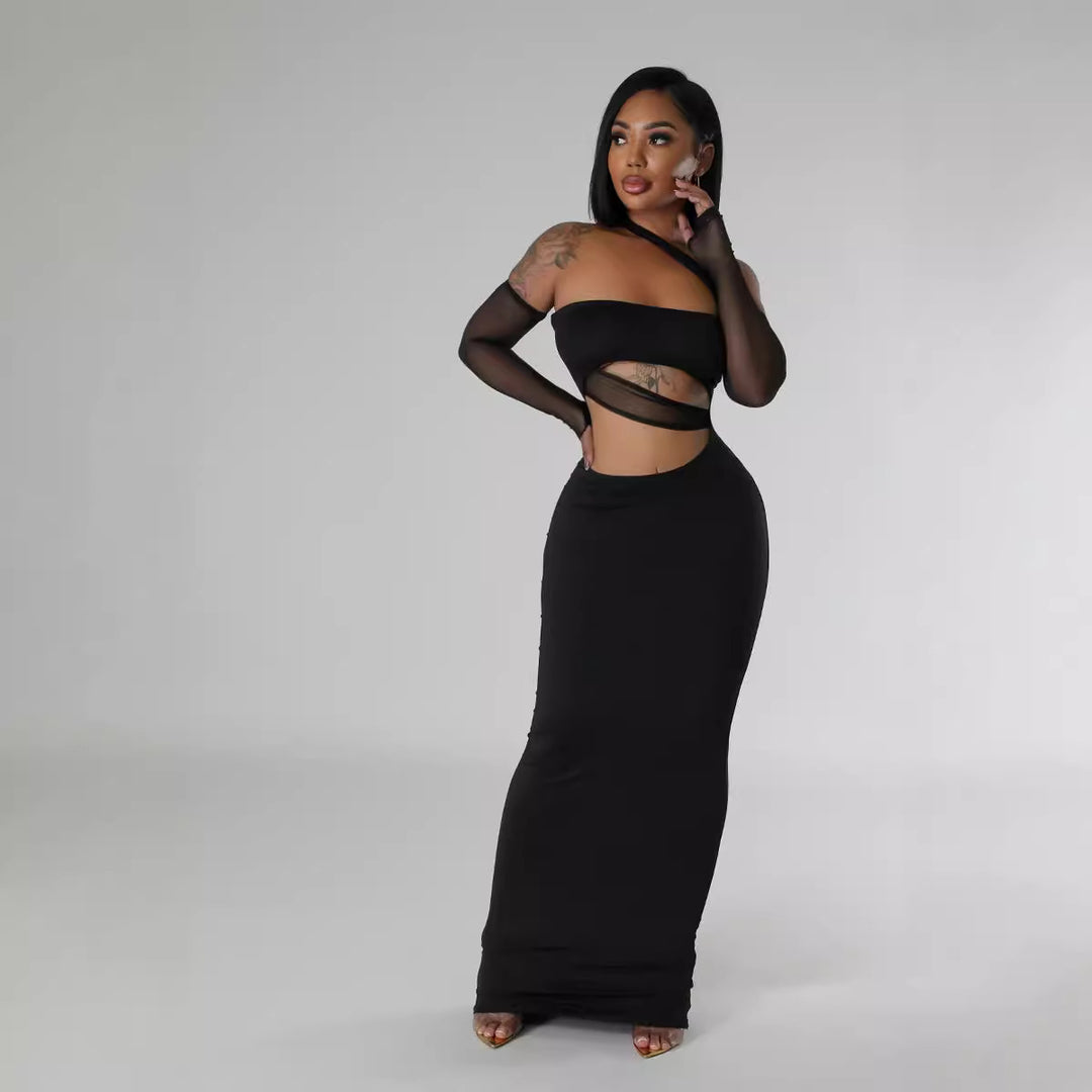 Dame Elegant og figursyet Maxi-kjole med One-Shoulder-design og Cut-Outs Stilla