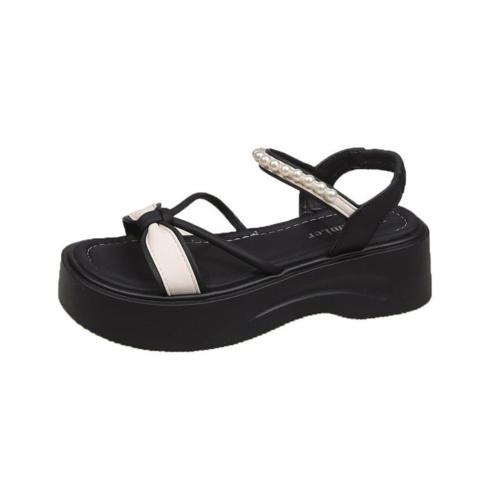 Femme Perlerfinerede platform-slide-sandaler Stilla