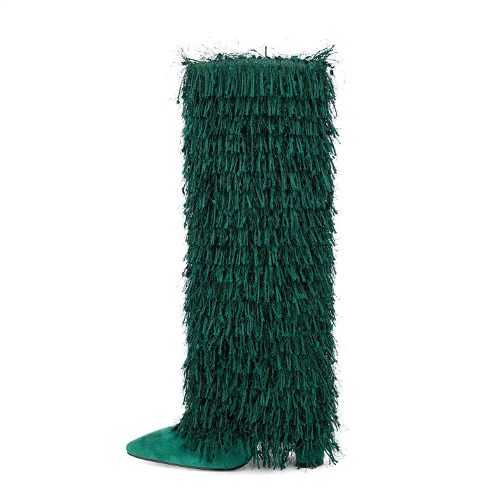 Femme Over-the-Knee Fjer Stiletto Støvler Stilla