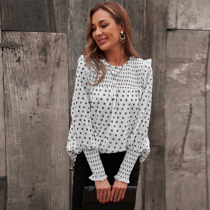 Stilla | Polka Dot Rund Hals Lange Ærmer Top