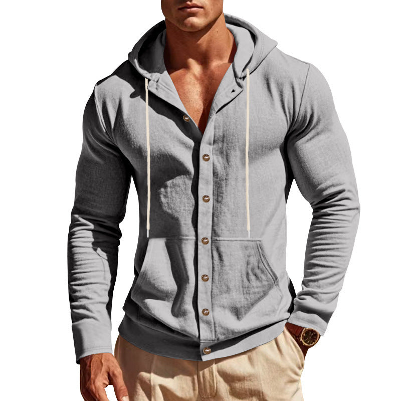 Herrer mode hoodie med struktureret design og praktiske knapper Stilla