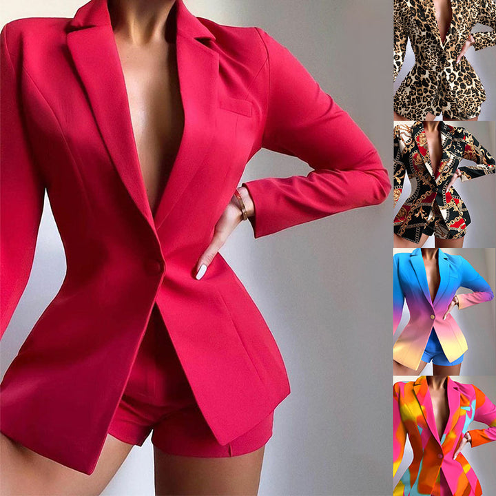 Dame sporty blazer med shorts i kreativt design Stilla