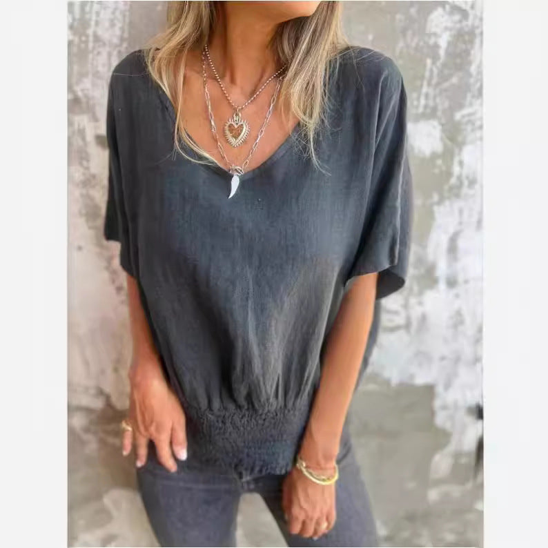 Kvindelig Afslappet Pasform V-Udskæring Top Stilla