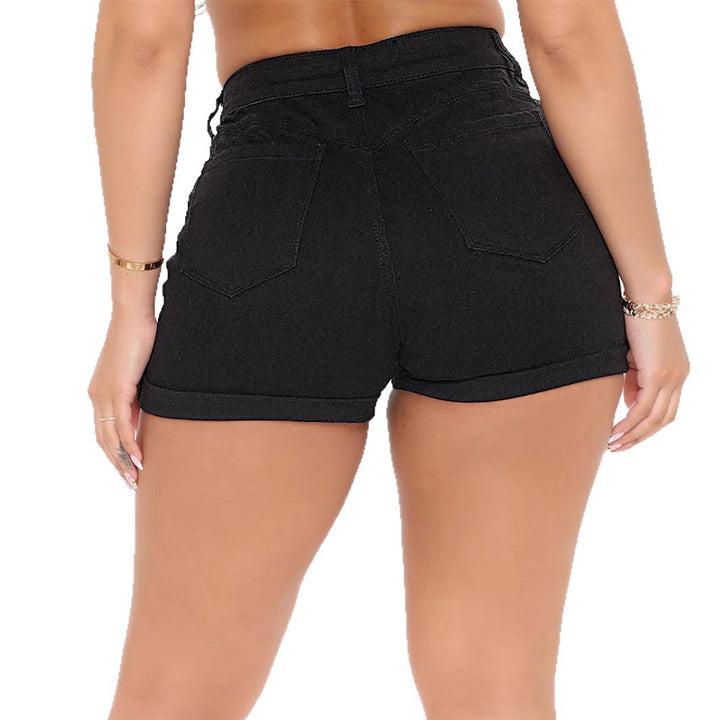Dame High-Waist Denim Shorts i moderne design med knapdetaljer Stilla
