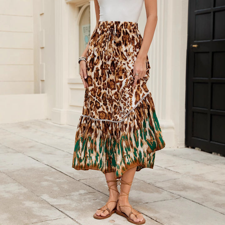 Dame Udsvinget Nederdel med Leopardprint og Frynser Stilla