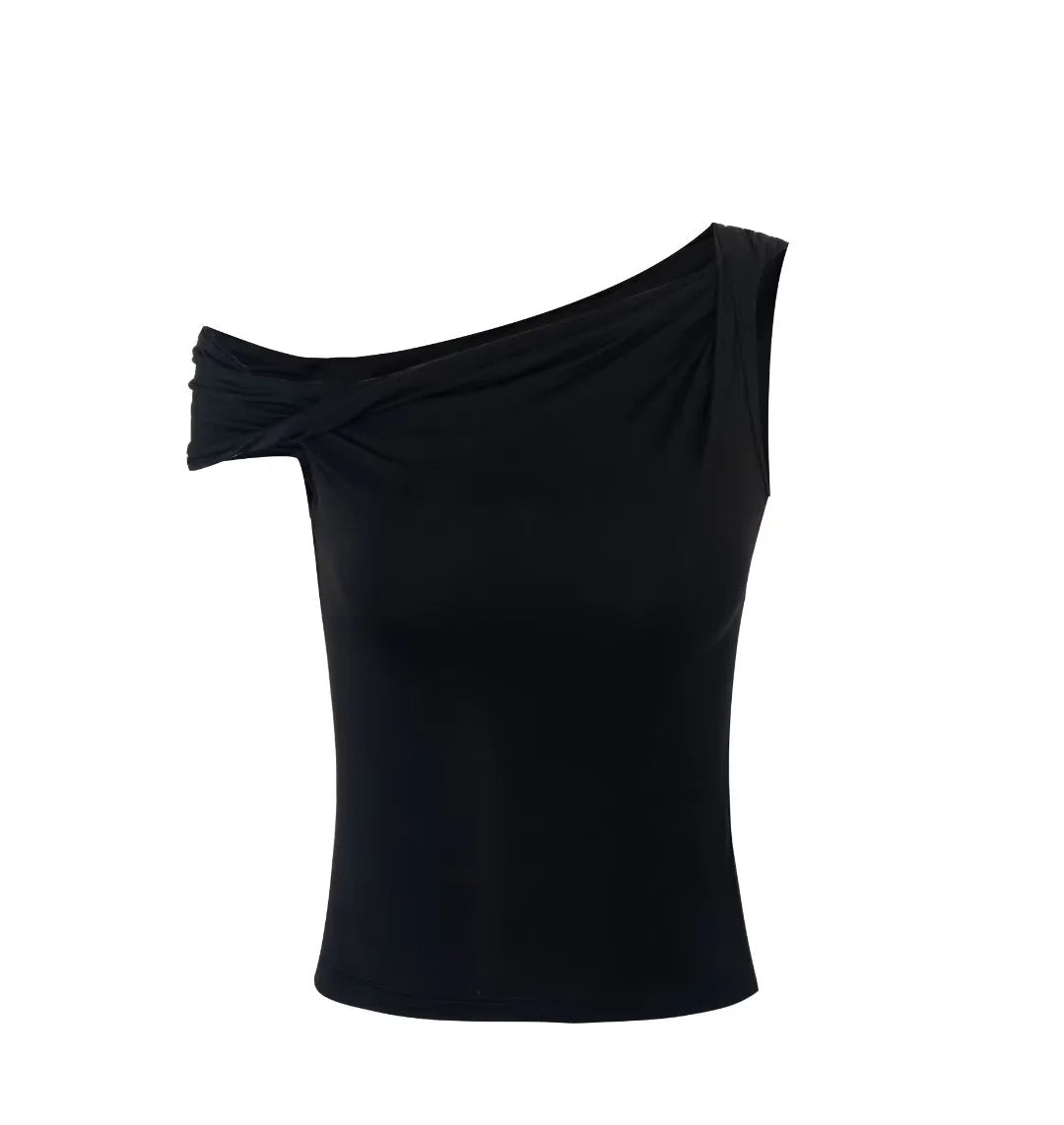 Dame asymmetrisk top med dekorativt draperingselement Stilla