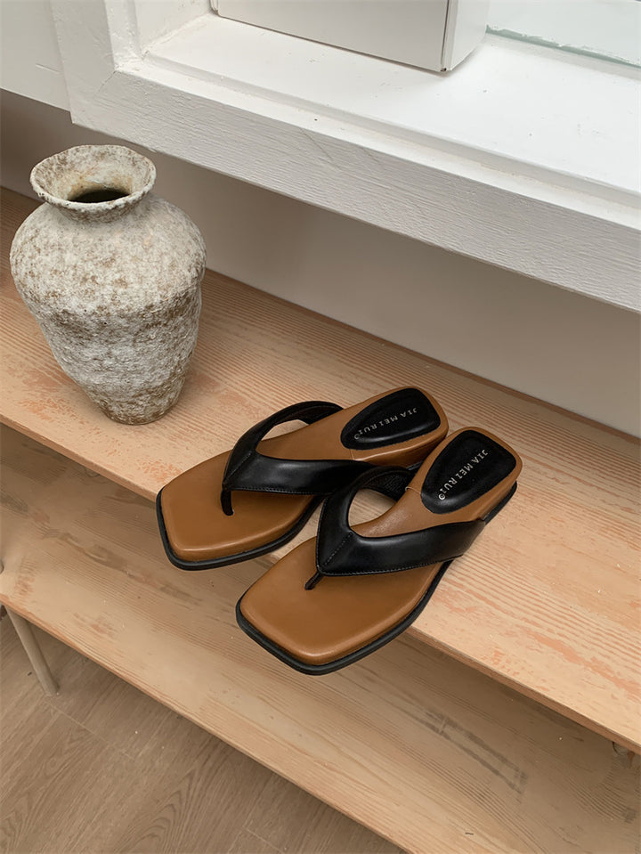 Dame Stilfulde Firkantede Tå Flip-Flop Sandaler Stilla