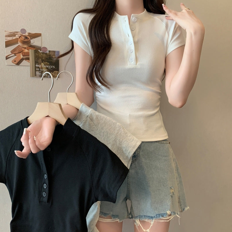 Femme Kortærmet Henley Top Stilla