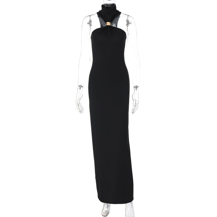 Dame Elegant Maxikjole med asymmetrisk halterdesign og ædel décolleté Stilla